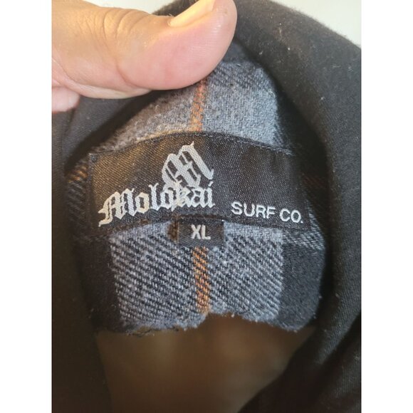 Molokai‎ Surf Co. Hooded Plaid Flannel Button-Up Shirt Jacket XL surfer skater - Picture 6 of 10